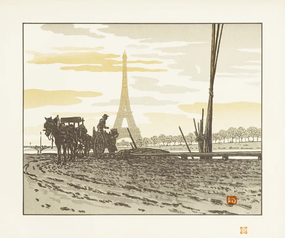 From Thirty-Six Views of the Eiffel Tower by Henri Rivière